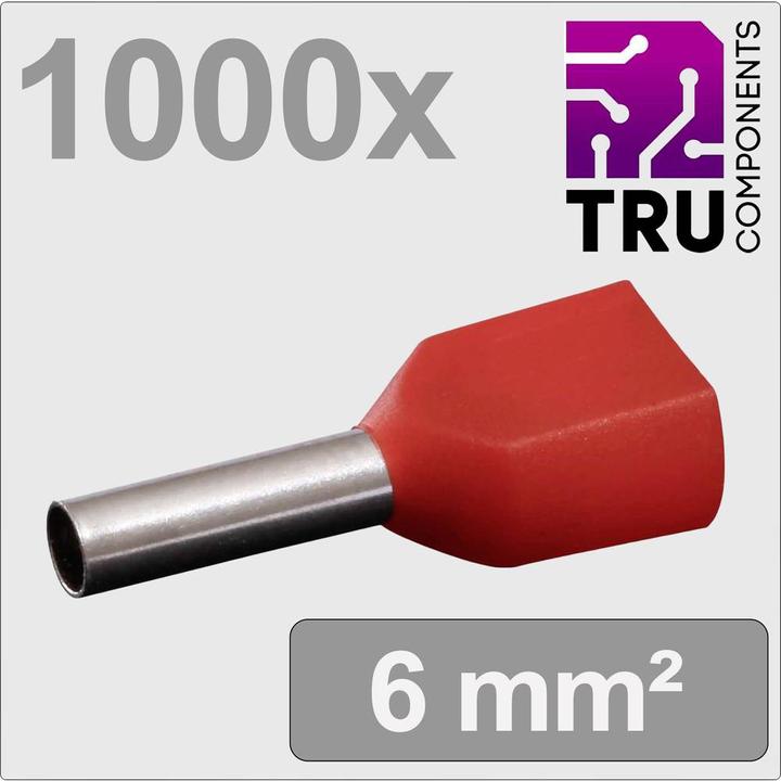 Tru Components TC-13377232 Zwillings-Aderendhülse 1 mm² Teilisoliert Rot 1000 St
