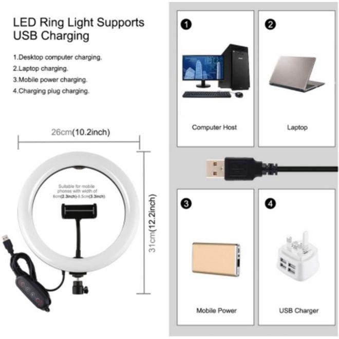 Image du produit Puluz Luminaire annulaire à LED 10.2" RGBWW 168 Marquee et trépied 165cm (éclairage annulaire)