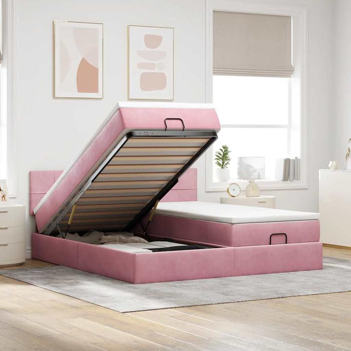Immagine prodotto VidaXL Letto ottomano con materassi rosa 200x200 cm in velluto (200 x 200 cm)