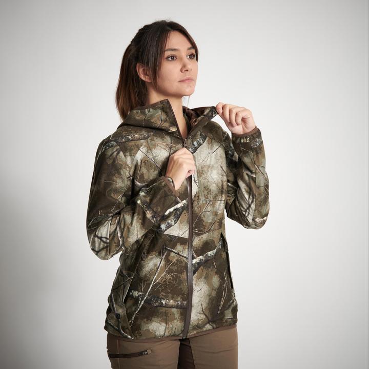 Actual product image Solognac Hunting jacket rain jacket 500 ladies low noise camouflage