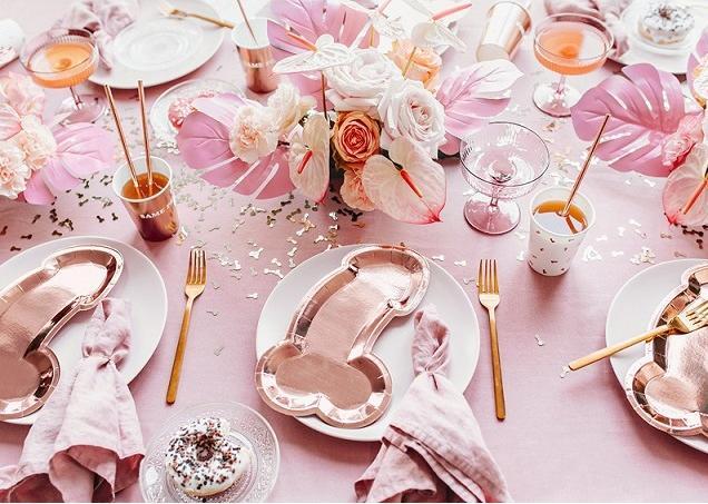 Image du produit Partydeco Assiette de fête Same Penis forever en or rose