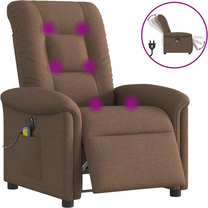 VidaXL Massagesessel Elektrisch Braun Stoff