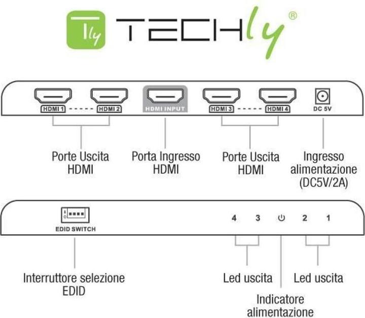 Produktbild Techly HDMI Splitter 4K UHD 3D Wege EDID