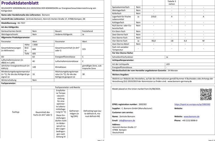 Produktbild Bomann BOM KG 7357 Kühlkombi ix-look (315 l)