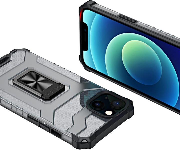 Actual product image Hurtel Crystal Ring Case Kickstand Tough Rugged Cover for iPhone 13 black (Apple iPhone 13)