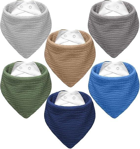 Actual product image Milkii Baby Bandana Halstücher aus Musselin-Baumwolle, 6 Stück - Blau (30 cm, 27 cm)