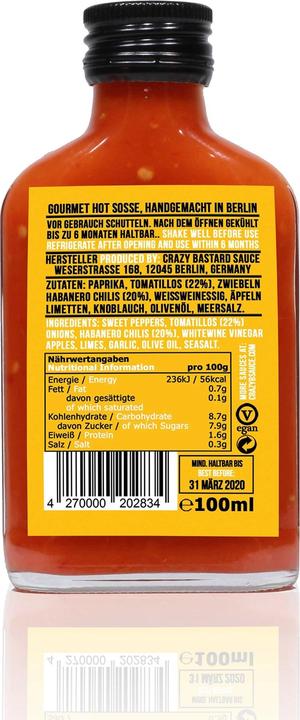 Produktbild Crazy Bastard Sauce Habanero & Tomatillo (250 g)