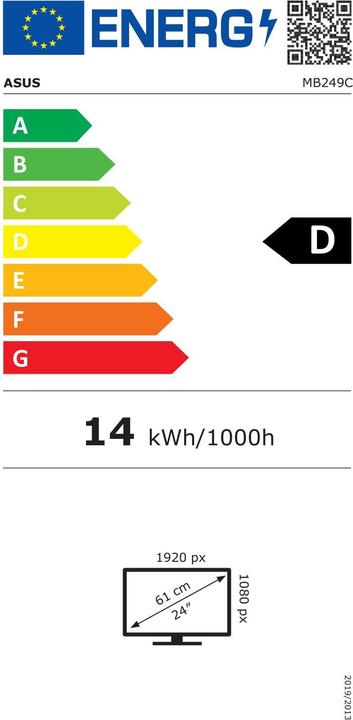 Energie-Label ASUS ZenScreen MB249C (1920 x 1080 Pixel, 23.80")