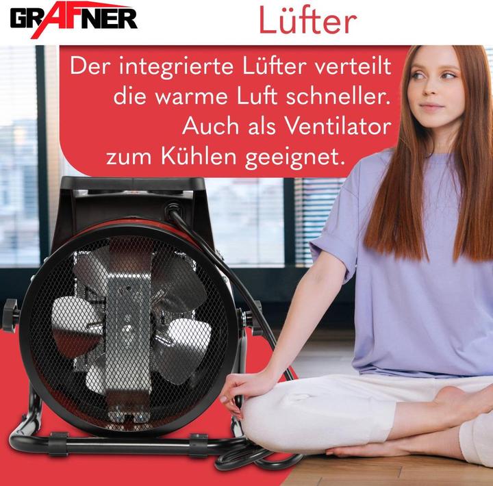 Produktbild Grafner Elektroheizer Heizlüfter Bauheizer 3000 Watt Heizstrahler EH10934 (3000 W)
