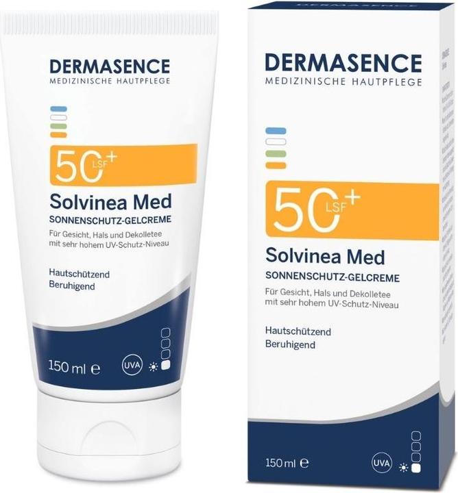 Actual product image Dermasence Solvinea Med SPF 50+ Sun Protection Gel Cream, 150 ml Cream (Sun cream face, SPF 50+, 150 ml)
