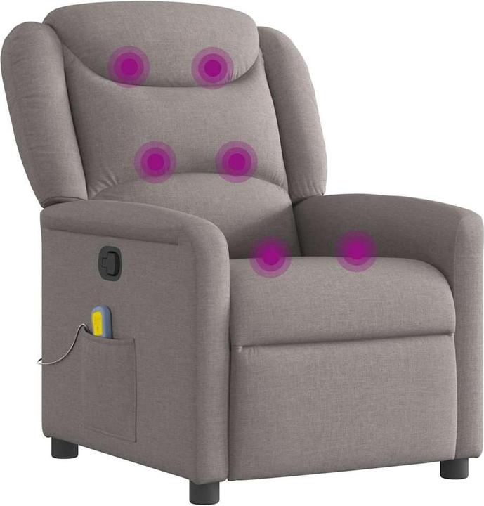 Immagine prodotto VidaXL Poltrona massaggiante Tessuto Taupe Poltrona TV massaggiante Poltrona con funzione massaggio