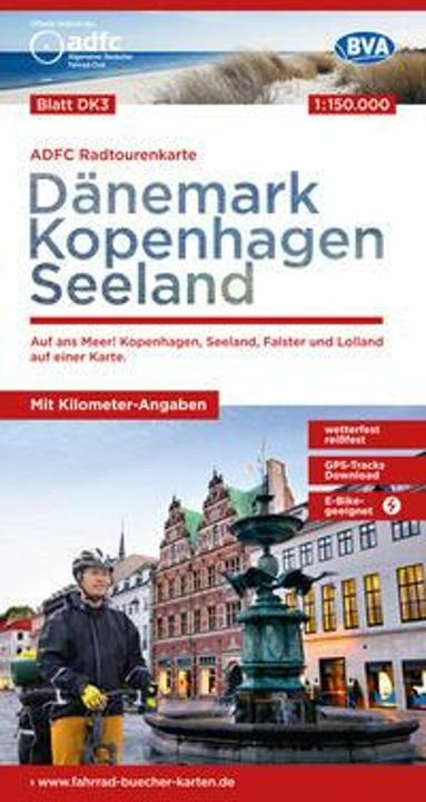 Image du produit Carte cyclotouriste ADFC DK3 Danemark/Copenhague/Sealand 1:150 000, résistante aux déchirures et