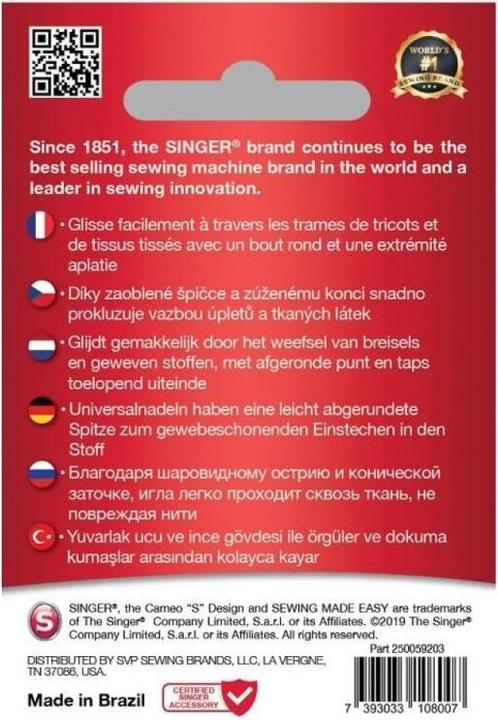 Produktbild Singer UNIVERSAL Nähmaschinennadel, 100/16, 10er Pack