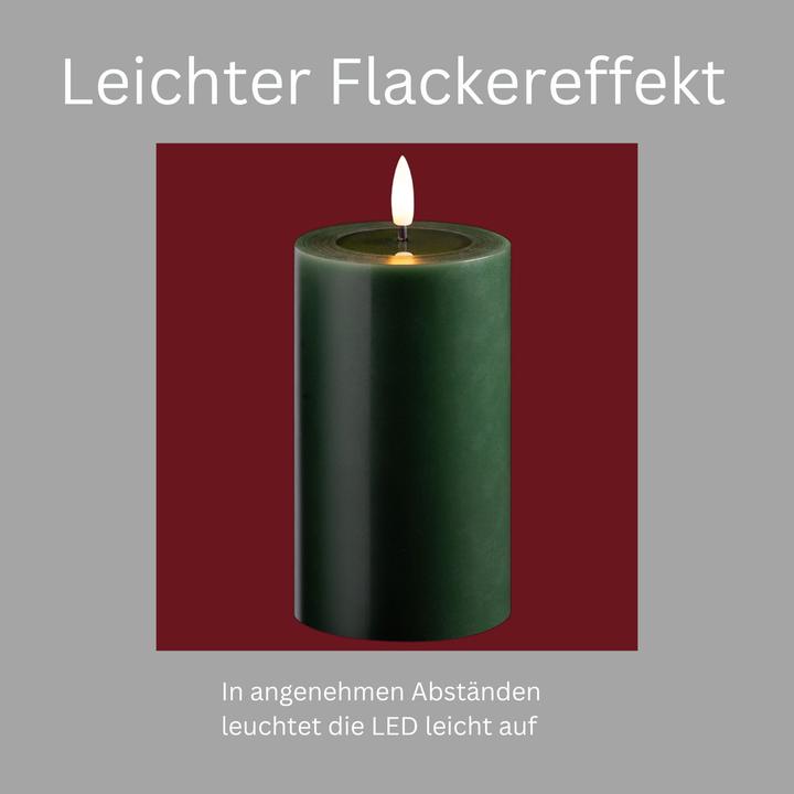 Produktbild Novaliv 2er Set Led Kerzen flackernde Flamme mit Echtwachspiegel grün 7,5cm ø 1x 12,5 cm, 1x10 cm Höhe, LED (2 x)