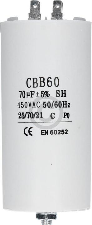 Europart Condensatore 70µF 450V universale con alette Vite di fissaggio CBB60