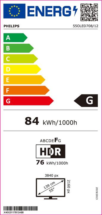 Energie-Label Philips 55OLED708/12 (55", OLED, 4K, 2023)