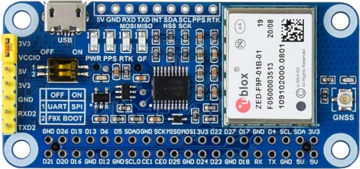 Produktbild WaveShare GPS-RTK uBlox ZED-F9P HAT für Raspberry Pi