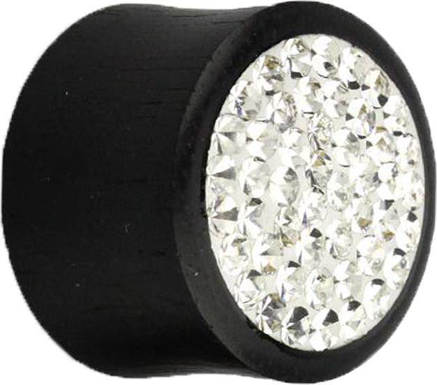Produktbild Star Piercing Flared Plug aus Arengholz mit Kristall silber und Epoxy Schutzschicht (Organisch, ohne Messing)