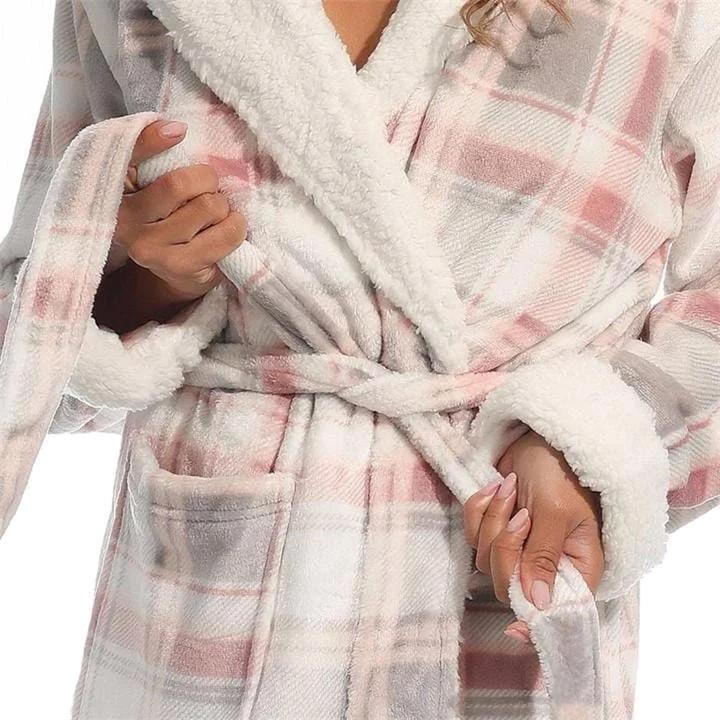 Actual product image Pretty Woman Womens/Ladies Tartan Hooded Mid Length Dressing Gown (M)