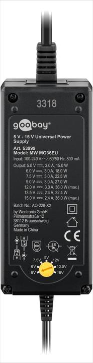 Actual product image Goobay Universal power supply unit 3V-12V 1.0 A