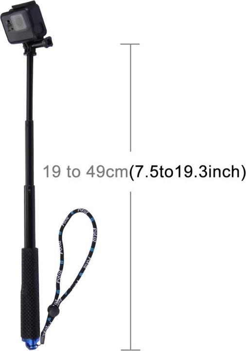Actual product image Puluz Handheld Extendable Pole Monopod for GoPro, Insta360, DJI and Other Action Cameras, Length: 19-49cm