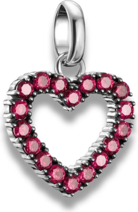 Thomas Sabo Charm-Anhänger Herz mit roten Steinen Connect Silber (Sterling Silber)