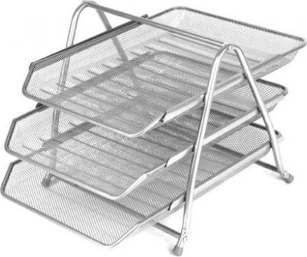 Forpus Ablage für Dokumente, 3-teilig, Silber, perforiertes Metall 1002-021