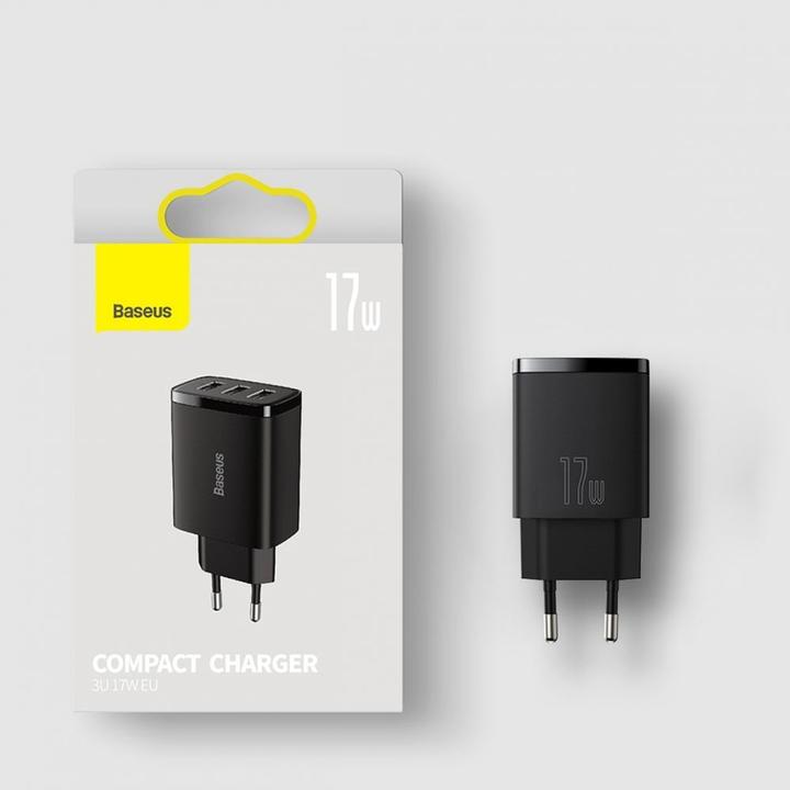 Actual product image Baseus Compact Charger 3U 17W EU White (17 W)