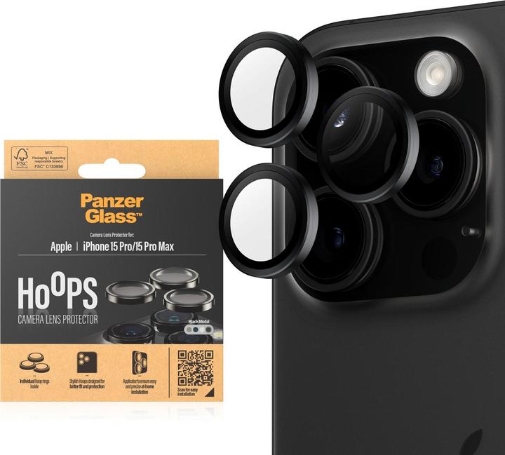 Produktbild PanzerGlass Hoops Camera Lens Protector (1 Stück, Apple iPhone 15 Pro Max, Apple iPhone 15 Pro)