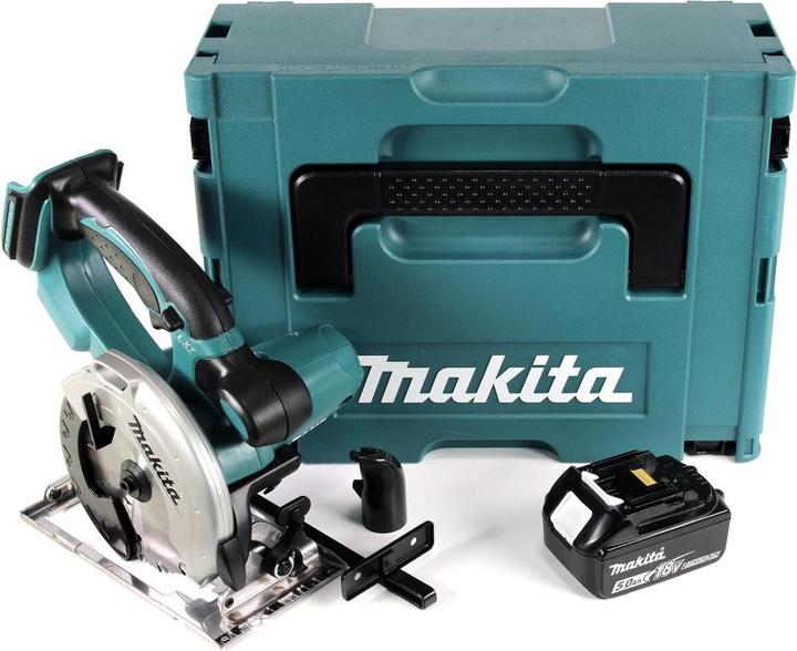 Actual product image Makita DSS 501 T1J 18V 136 mm Li-ion cordless circular saw in Makpac + 1x 5.0 Ah battery - without charger