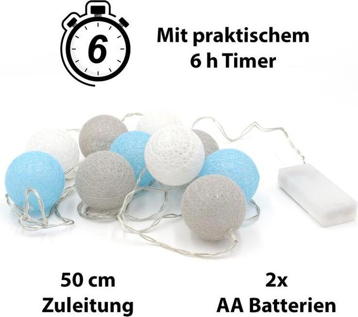 Produktbild Hermex 2.2m LED Lichterkette Ball Leuchtkette Kugel Lichtgirlande Dekoration (2.20 m)