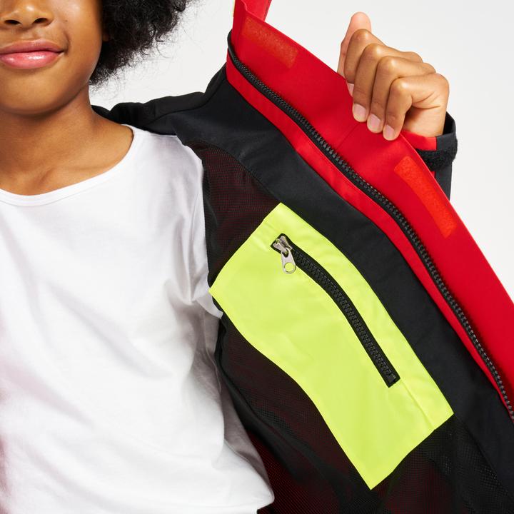 Actual product image Tribord Rain jacket sailing jacket children waterproof windproof - Sailing 300 red/yellow (10, 11, 12)