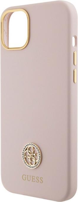Produktbild Guess GUHCP15M4DGPP iPhone 15 Plus 6.7" jasnoróżowy/pink hardcase Silicone Logo Strass 4G (Apple iPhone 14 Plus)