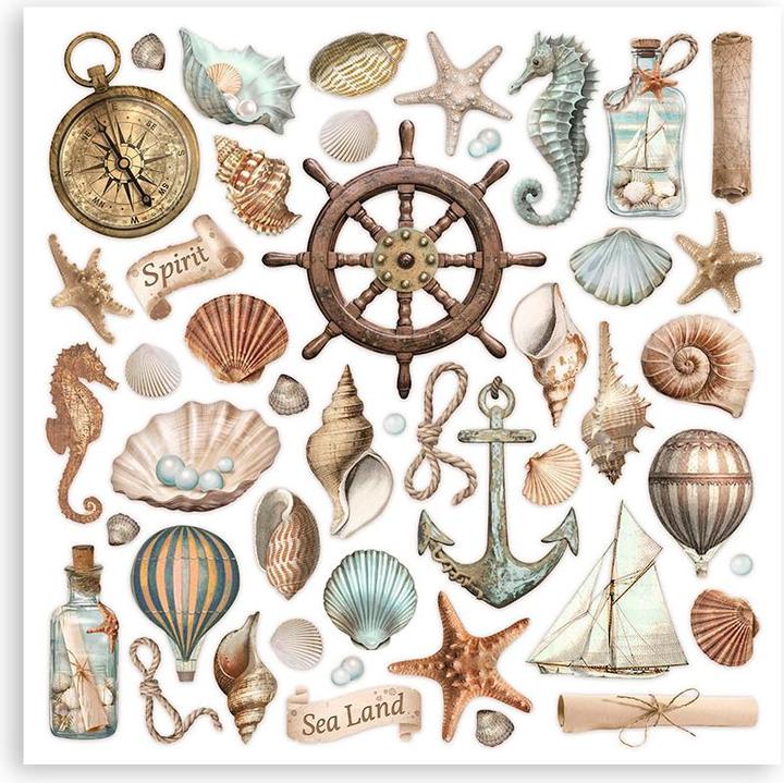 Image du produit Stamperia Pad de scrapbooking "Sea Land" (terre de mer) (190 g/m², 10 x)