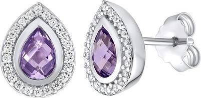 Silvego Luxury drop earrings with natural amethyst FWE9395AM