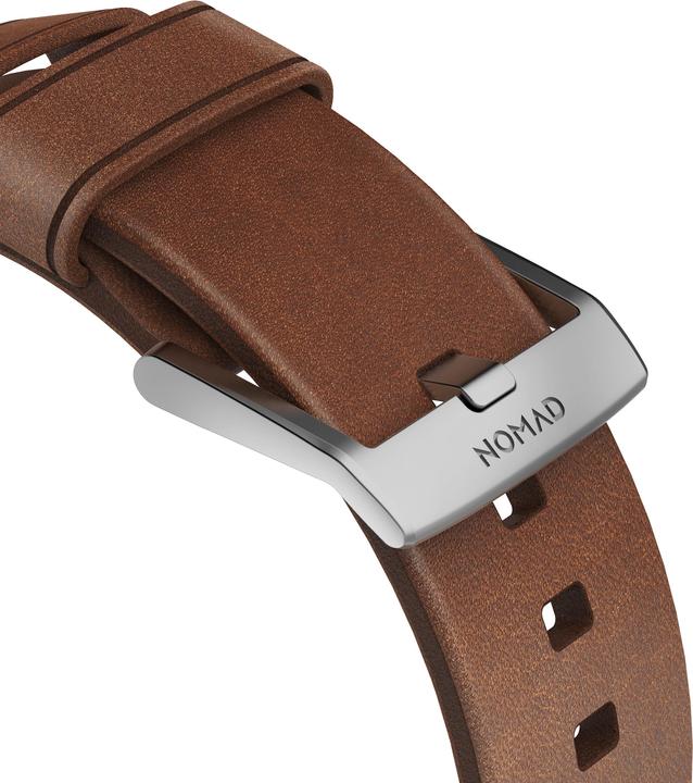 Actual product image Nomad Modern Connector Strap (44 mm, Leather, Stainless steel)