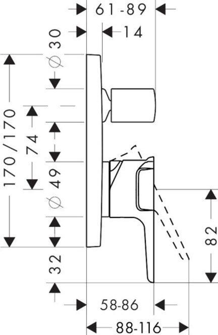 Actual product image hansgrohe AXOR CITTERIO E DN 15 single lever bath mixer, concealed brushed bronze