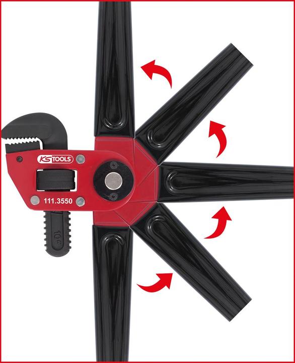 Produktbild KS Tools Einhand-Rohrzange mit verstellbarem Kopf, Länge 250 mm, für Rohr-Ø 1.1/2" (250 mm)