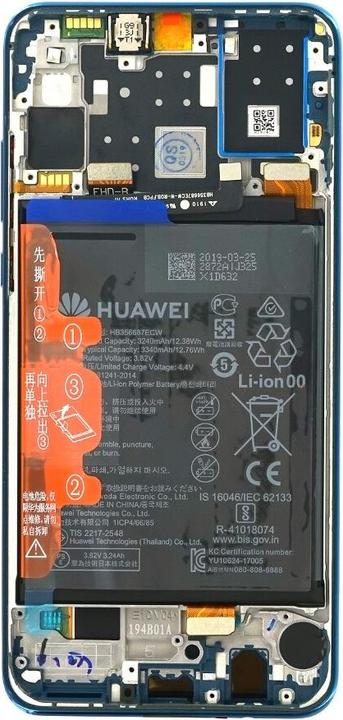 Actual product image Huawei Display unit + frame + battery P30 Lite midnight black 02352RPW (Rechargeable battery, Huawei P30 Lite)