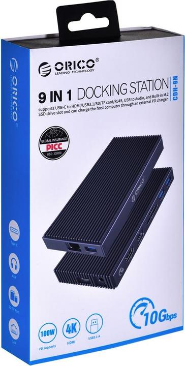 Actual product image Orico CDH-9N-GY-BP (USB-C, 9 Ports)