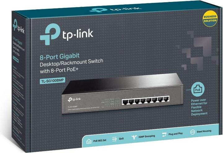 Actual product image TP-Link TL-SG1008MP - Switch - unmanaged - 8 x 10/100/1000 (PoE+) - desktop, rack-mountable - PoE+ ( (8 Ports)