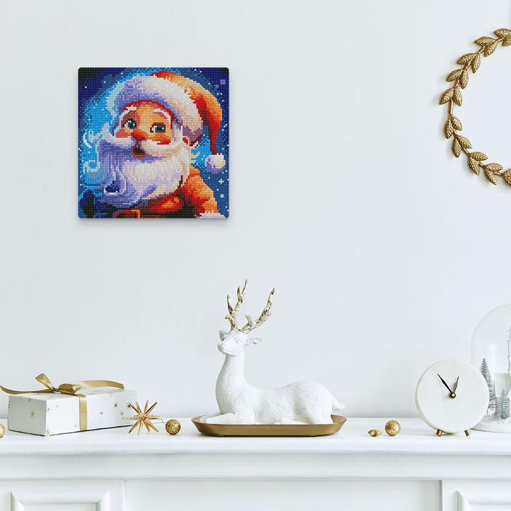 Immagine prodotto Figured'Art Mini Diamond Painting con Cornice - Sorridente Babbo Natale