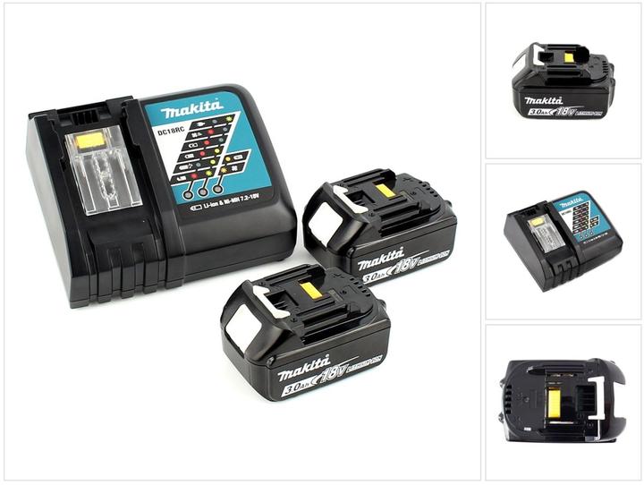 2x Makita BL1830B 3.0 Ah battery ( 197599-5 ), 1x Makita DC18RC charger (195584-2)