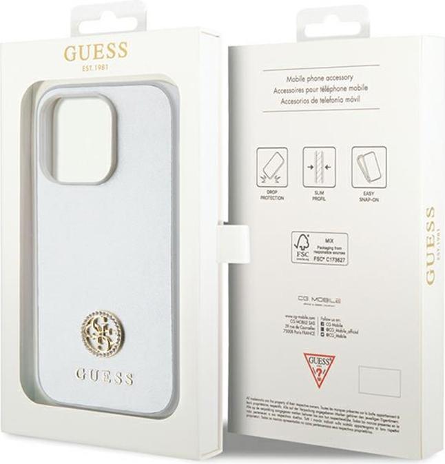 Produktbild Guess GUHCP15LPS4DGPS iPhone 15 Pro 6.1" srebrny/silver hardcase Strass Metal Logo (Apple iPhone 15 Pro)