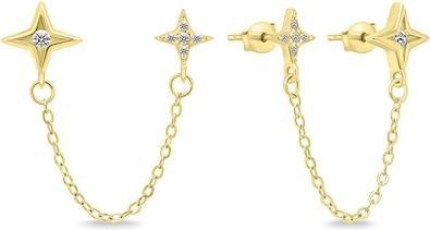 Produktbild Brilio Silver - Stylish gold plated earrings with chain EA717Y