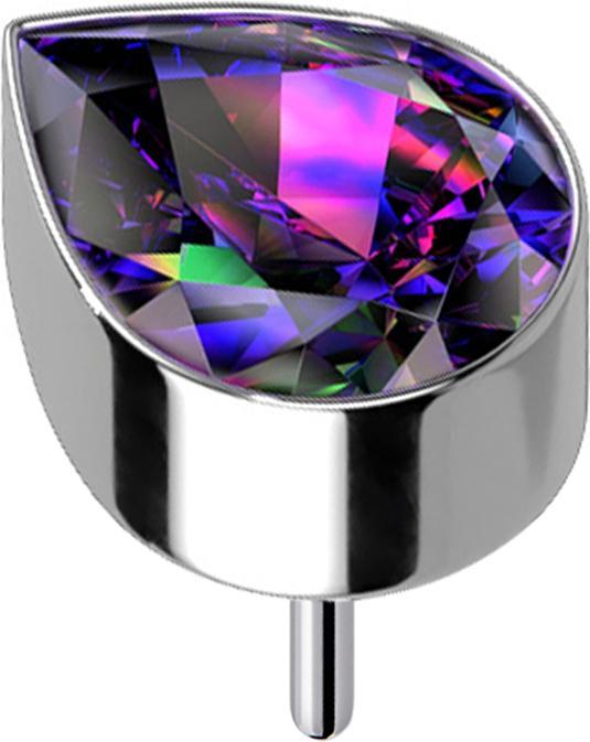 Actual product image Star Piercing Threadless silver with drop crystal dark multicolour (without brass, Titanium G23)