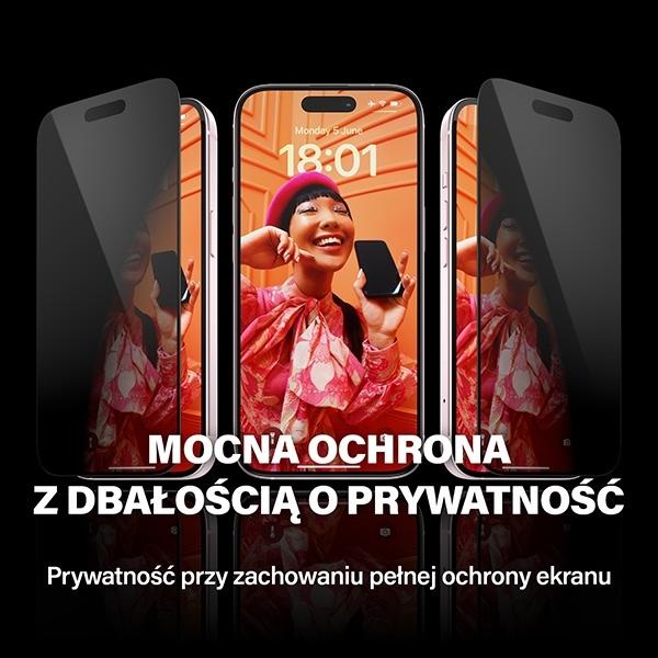 Actual product image PanzerGlass Privacy Screen Protector Ultra-Wide Fit w. EasyAlig. (1 Piece, Apple iPhone 15)