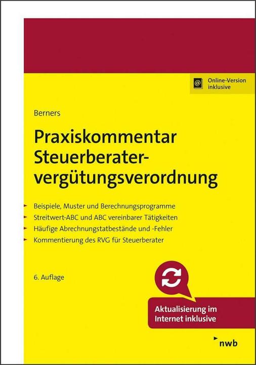 Immagine prodotto Praxiskommentar Steuerberatervergütungsverordnung (Tedesco, Rudolf Charlier, Olaf Jahn, Jürgen F. Berners, 2020)