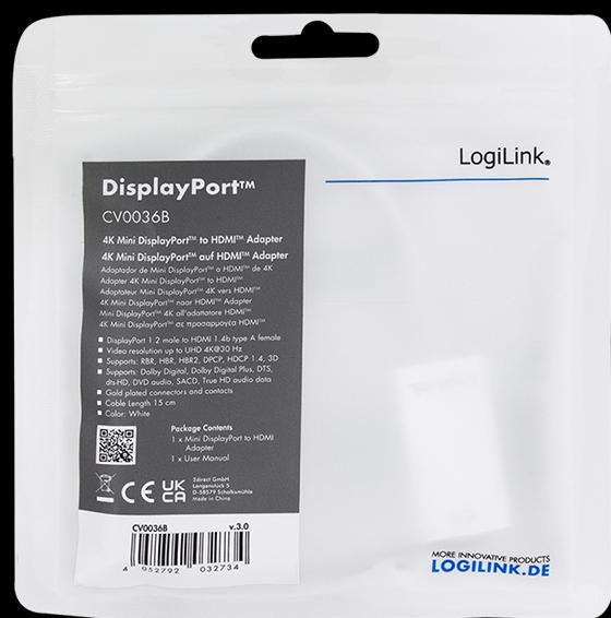 Actual product image LogiLink Mini DisplayPort to HDMI (HDMI, 15 cm)