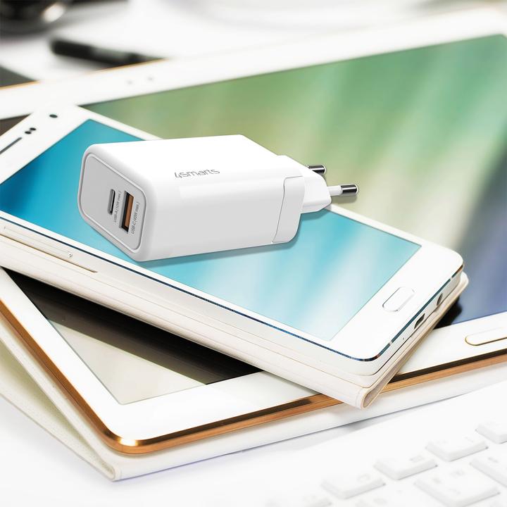 Actual product image 4smarts USB Wall Charger VoltPlug PD+QC 45W GaN USB-C / USB-C White (45 W)